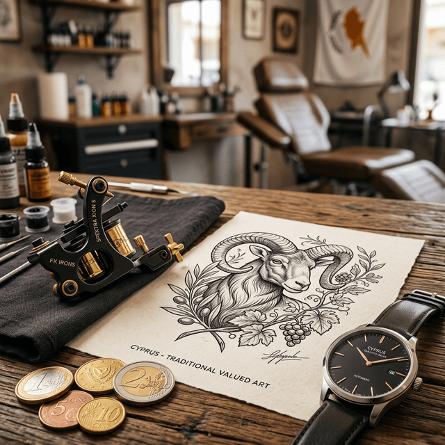 Cyprus Tattoo Ink stüdyosunda dövme yaptıran bir kişi